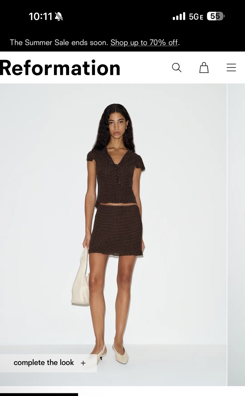 Reformation Kelson Two Piece Brown - Size S